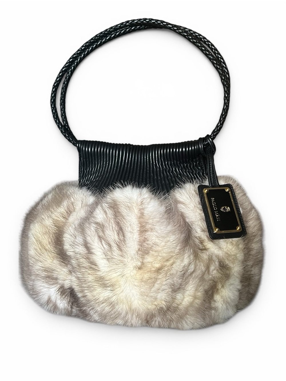 Vintage Paolo Masi Italy Pristine Genuine Cross Mink Fur Shoulder Bag NWOT